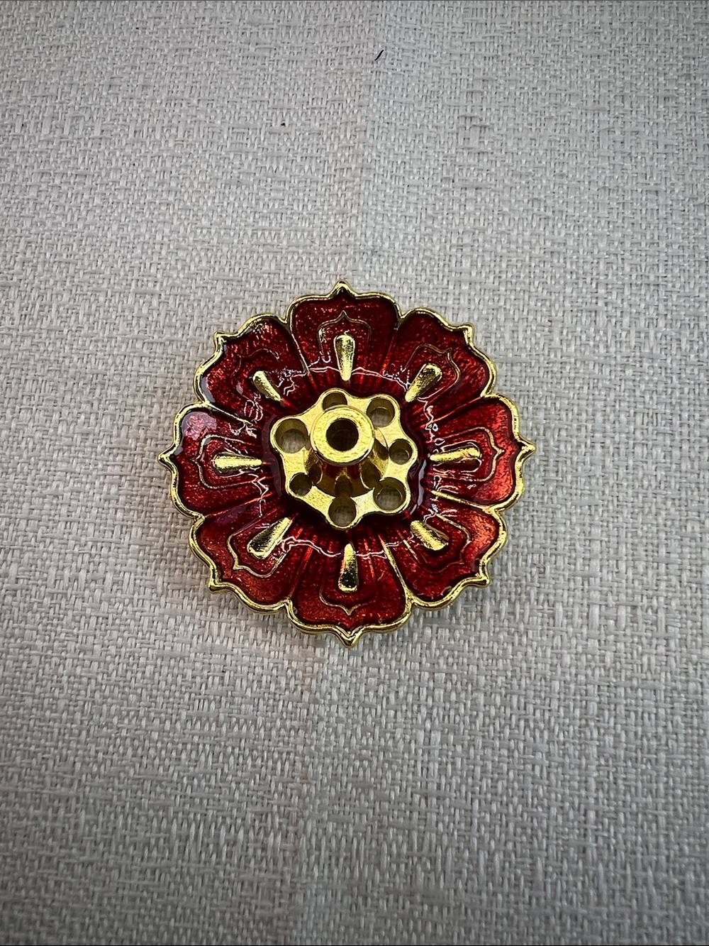 Incense holder, red enamel